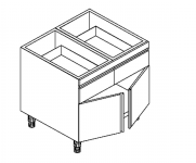 Arbeitsschrank mit 2 Drehtüren und Schubladen B 100cm x T 68cm Sonderbau 