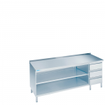 ARBEITSSCHRANK OFFEN MIT SCHUBALDENBLOCK RECHTS, MIT TISCHPLATTE HINTEN AUF - 2200x700x850/900 mm 