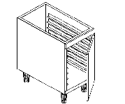 Arbeitsschrank mit Drehtür für 7x GN 1/1 Breite 40cm, Tiefe 68cm 