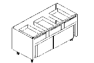 Arbeitsschrank mit Schubladen und Schiebetüren Breite 200cm, Tiefe 58cm 