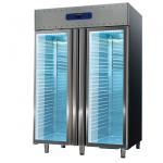 Kühlschrank 1400 Liter aus Edelstahl mit Glastüren, GN 2/1, -2°/+8°C, 85 mm Isolierung 