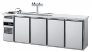 GETRÄNKETHEKE GN 1/1, 1 BECKEN LINKS, 4 TÜREN, MIT ABDECKUNG, ZENTRALKÜHLUNG  - 2650x700x980 mm 