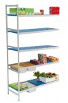 2/3 GN-Anbauregalsystem, 930x385x1750 mm, mit 5 Böden 