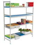 2/3 GN-Grundregalsystem, 930x385x1750 mm, mit 4 Böden, 