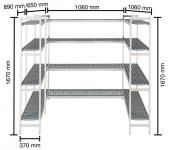Regalsysteme für Kühlzellen, 1060+890+650+1060mm 