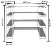 Regalsystem für Kühlzellen 1480x890x890x1060mm 