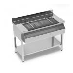 Cocktail Bar Station neutral mit Eiswanne, Flaschenhalter, 1200x610 mm 