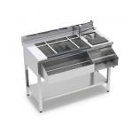 Cocktail Bar Station neutral mit Eiswanne, Flaschenhalter, Mixerregal, Spülbecken, 1200x720 mm 