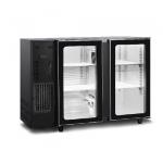 Barkühlschrank mit 2 Glasflügeltüren, 380 Liter, -2°/+8°C - schwarz lackiert 
