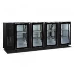 Barkühlschrank mit 4 Glaslügeltüren, 790 Liter, -2°/+8°C - schwarz lackiert 