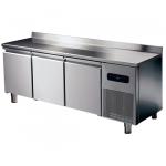 Bäckereikühltisch 3 türig 600x400 mm mit Edelstahlarbeitsplatte und Aufkantung, -2°/+8°C 