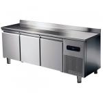 Bäckereitiefkühltisch 3 türig 600x400 mm mit Edelstahlarbeitsplatte und Aufkantung, -10°/-20°C 