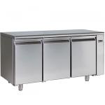 Bäckereitiefkühltisch 3 türig 600x400 für Zentralkühlung mit Edelstahlarbeitsplatte 