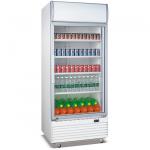 Getränkekühlvitrine 660 Liter mit Glastür und Werbedisplay, +4°/+8°C 