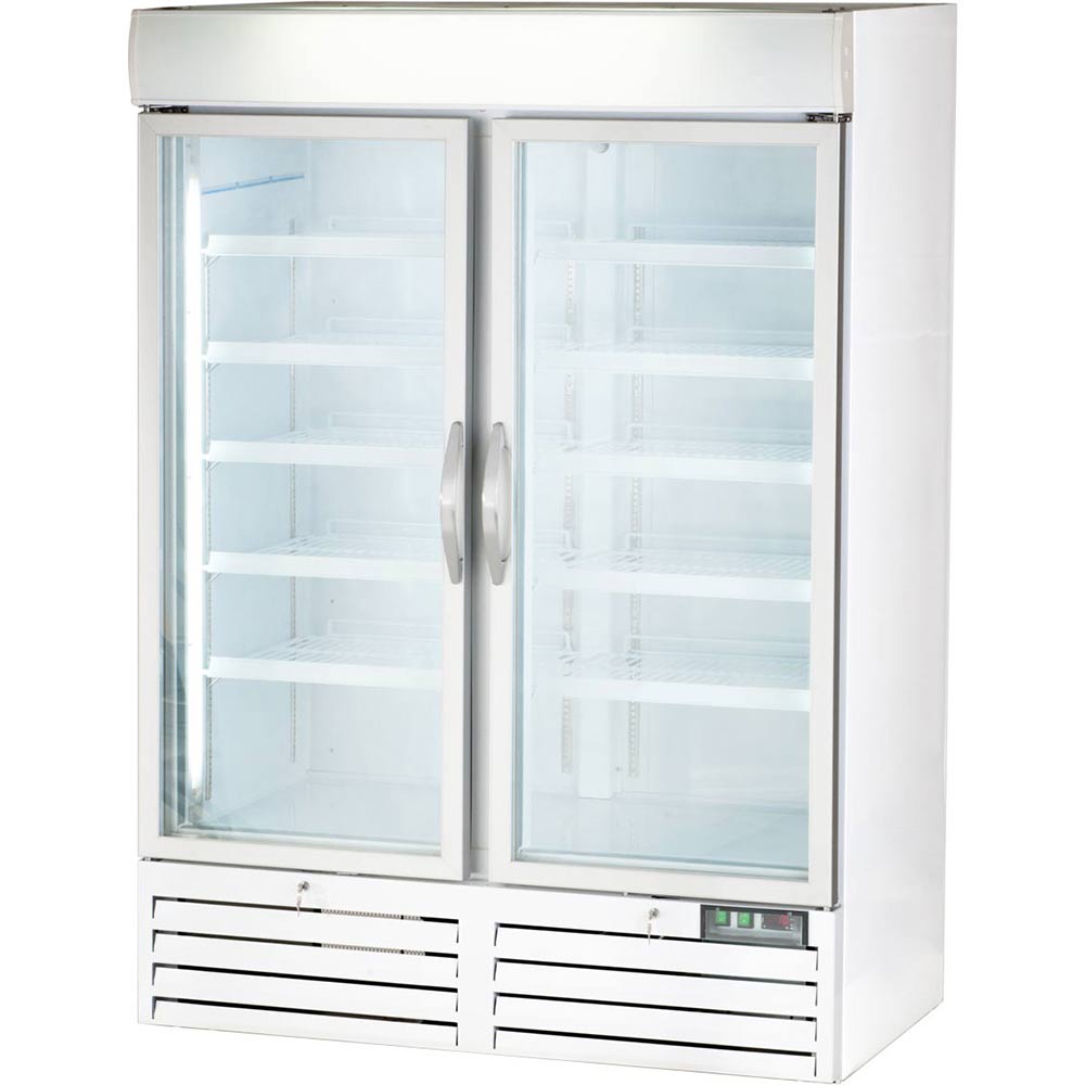 Displaytiefkühlschrank mit zwei Glastüren, 930 Liter, Abmessung 1370 x 700 x 1990 mm (BxTxH) 