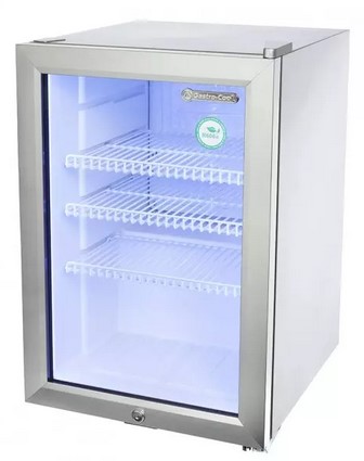 Edelstahl Mini Kühlschrank mit Glastür - LED Innenbeleuchtung - GCKW65 