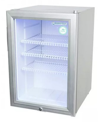 Gastro-Cool - Kühlschrank - klein - Glastür - silber - LED - GCKW65 