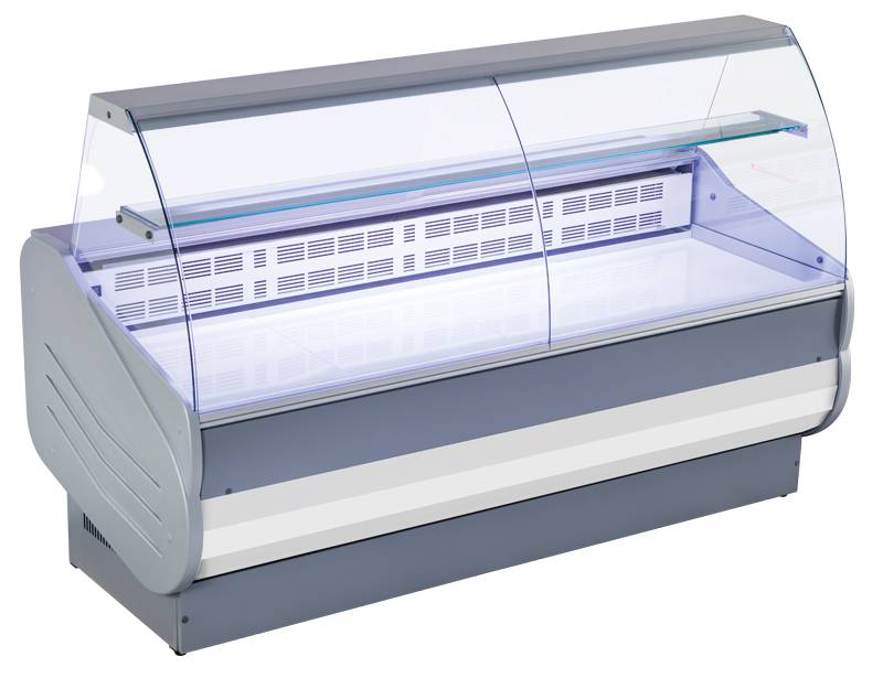 KÜHLTHEKE MAISTER 100 VCC , gebogenes Hartglas, lackierte Stahlblech-Ablage 