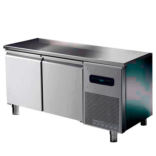 Bäckereitiefkühltisch 2 türig 600x400 mm mit Edelstahlarbeitsplatte,  -10°/-20°C 