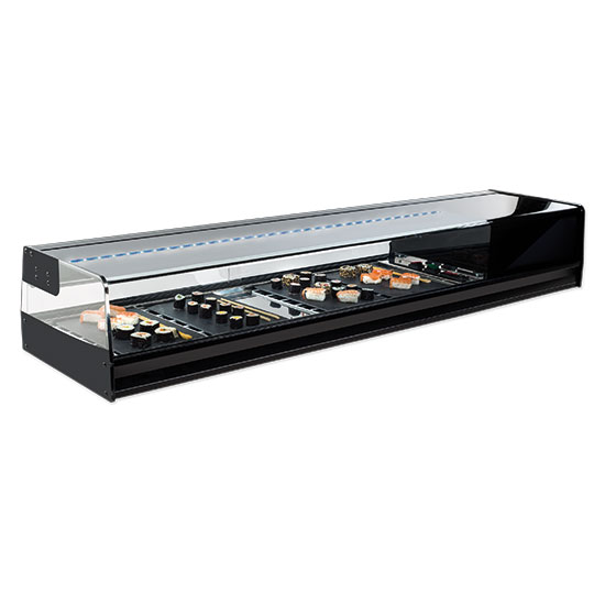 Sushikühlvitrine 4x GN 1/3 mit LED Beleuchtung, +1°/+5°C 