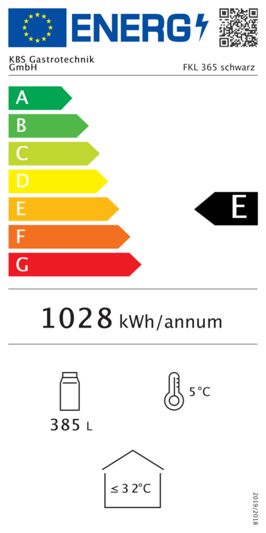 Glastürkühlschrank FLK 365 schwarz 